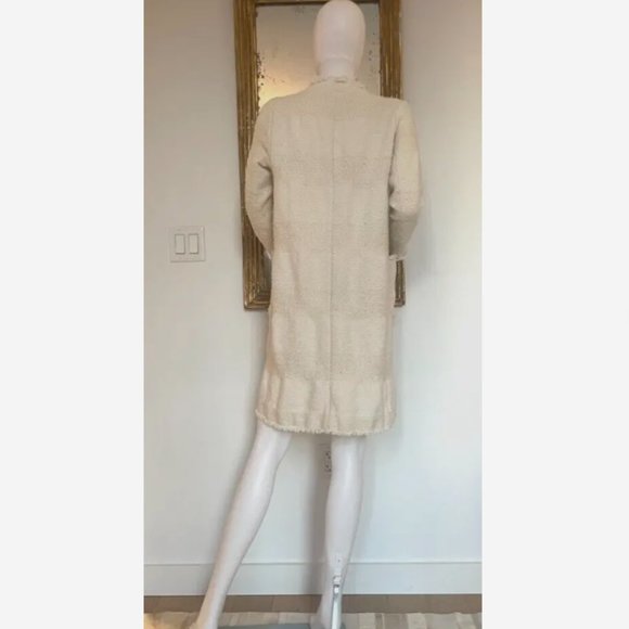 Zara Outerwear Jacket Cardigan Twill Small Cream Frayed Edges Boho - Picture 4 of 5